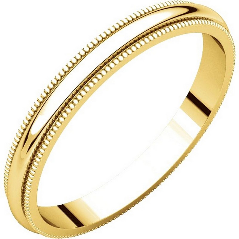 Item # T123841 - 14K gold 2.5 mm wide, comfort fit, milgrain edge wedding band. The finish on the ring is polished. Other finishes may be selected or specified.