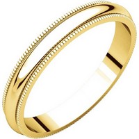 Item # T123851E - 18K Gold 3mm Milgrain Edge Comfort Fit Wedding Band 