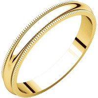 Item # T123851 - 14K Gold 3mm Milgrain Edge Comfort Fit Wedding Band 