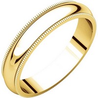 Item # T123861E - 18K Yellow Gold 4mm Milgrain Edge Comfort Fit Band