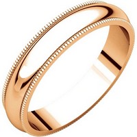 Item # T123861RE - 18K Rose Gold 4mm Milgrain Edge Comfort Fit Plain Band