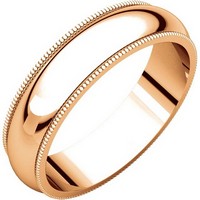 Item # T123871RE - 18K Rose Comfort Fit Milgrain 5mm Wedding Band