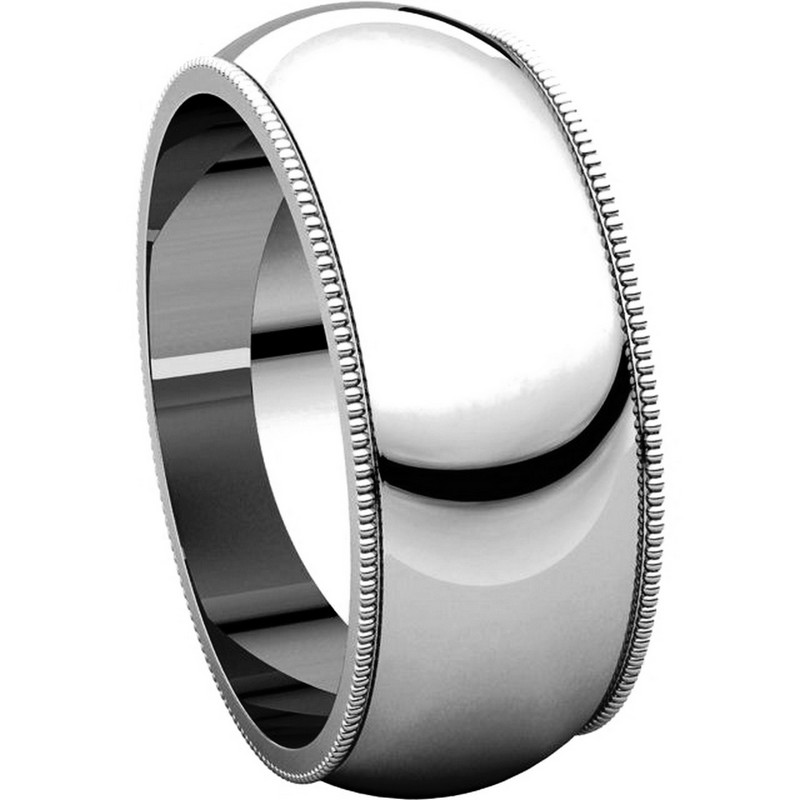 Item # T123891W View 5 - 14K Comfort Fit Milgrain 8mm Wedding Ring