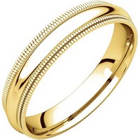 Item # TD123864E - 18K Gold Double Milgrain 4mm Comfort Fit Wedding Band