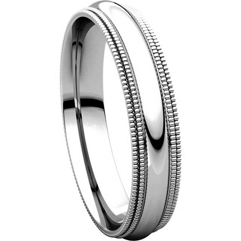 Item # TD123864PP View 5 - Platinum Wedding Ring 4mm Double Milgrain Comfort Fit