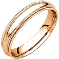 Item # TD123864RE - 18K Rose Gold Double Milgrain 4mm Comfort Fit Wedding Band