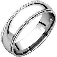 Item # TD123886PD - Palladium  6mm Double Milgrain Comfort Fit Wedding Band