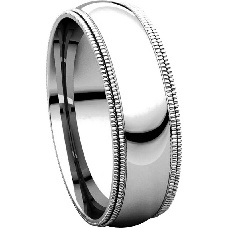 Item # TD123886W View 5 - 14K White Gold 6mm Double Milgrain Comfort Fit Wedding Band