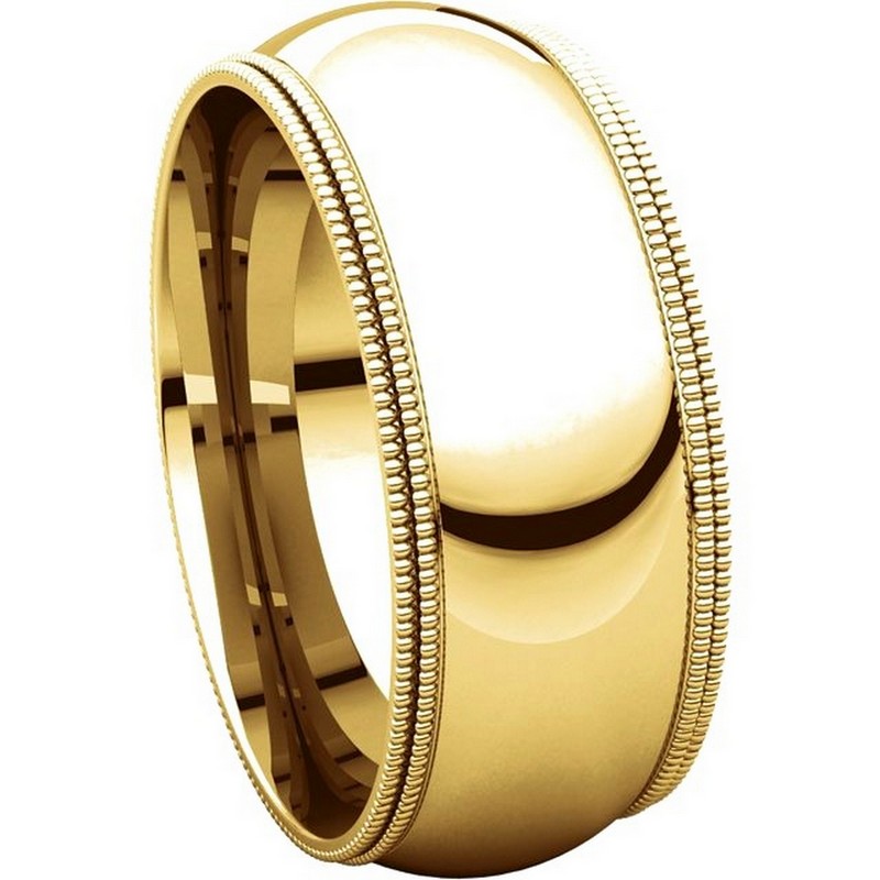 TD123898 14K Gold 8mm Double Milgrain Wedding Band