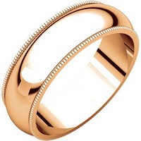 Item # TH23886RE - 18K Rose Gold 6mm Milgrain Comfort Fit Wedding Band