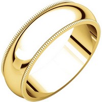 Item # TH23886 - 14K Gold 6mm Milgrain Comfort Fit Wedding Band