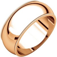 Item # TH23898RE - 18K Rose Gold 8mm Milgrain Comfort Fit Wedding Band