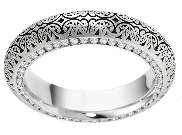 Item # V11474PP View 2 - Platinum Verona Lace Design Eternity Wedding Ring Juliet