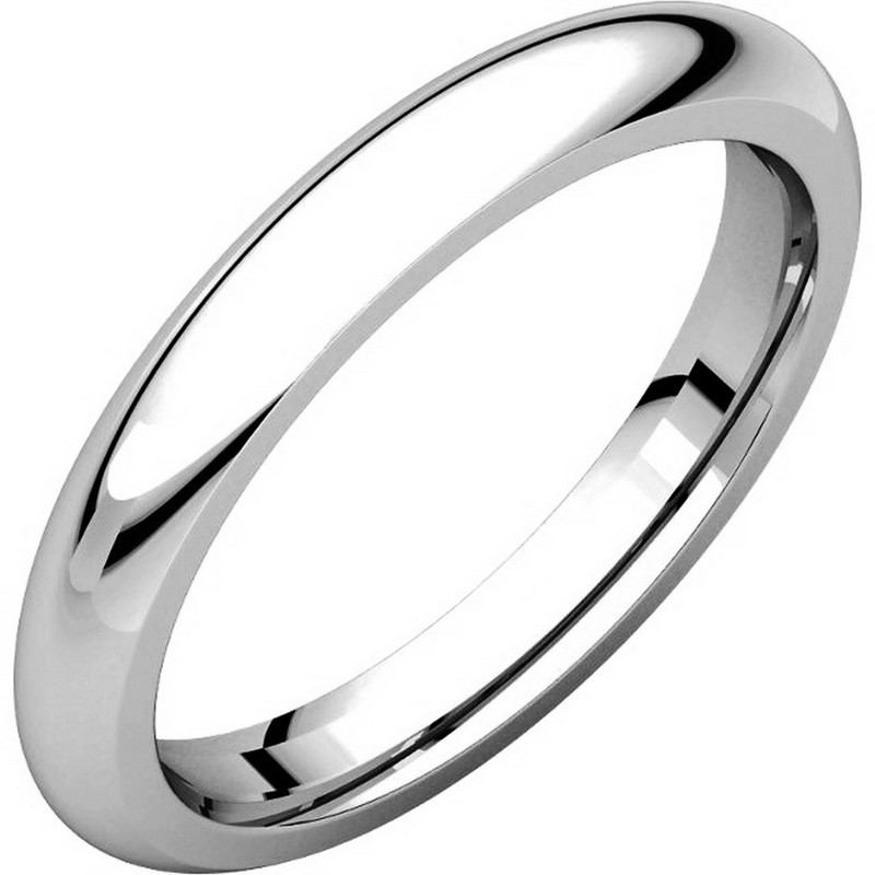 14K White Gold 3mm Heavy Comfort Fit Plain Wedding Band