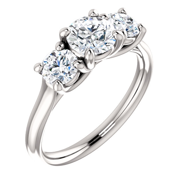 Item # W3217150PP - One platinum, three diamond anniversary band. Diamonds together weigh approximately 1.50 ct and are graded as VS2 in Clarity H in color. Center diamond is 0.75ct. All diamonds are are certified by GIA. The finish on the ring is polished. Other finishes may be selected or specified.