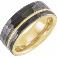 Item # WB57803TU - Tungsten Wedding Band with Yellow Gold.