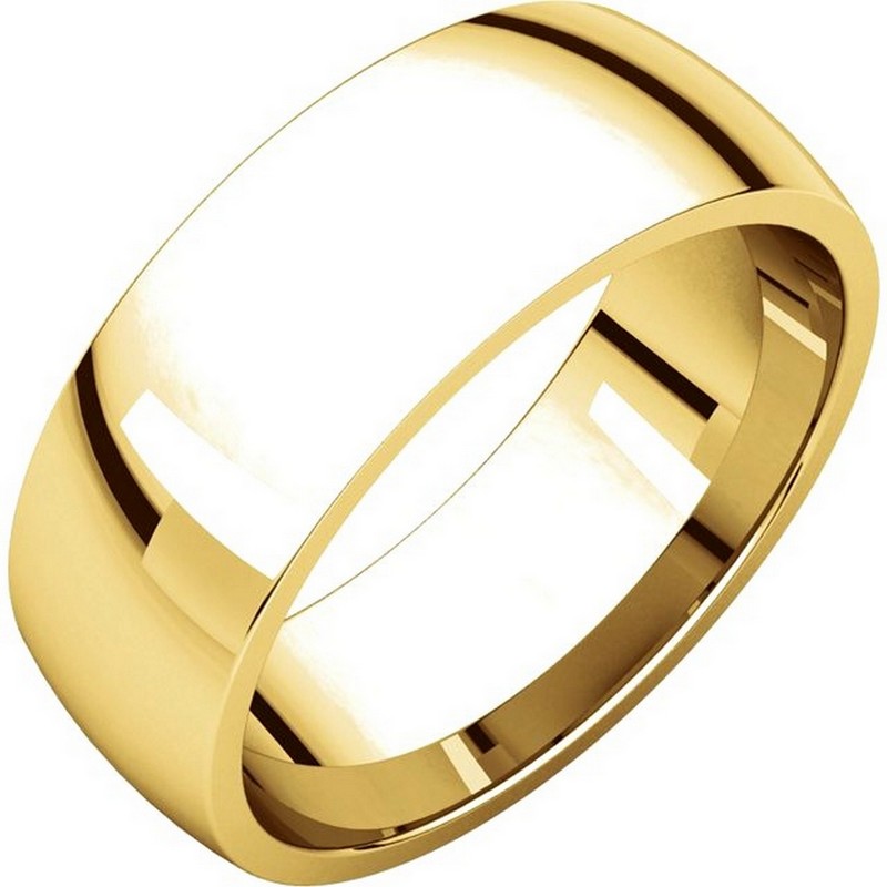 Item # X116831 - 14K gold, comfort fit, 7.0 mm wide, plain wedding band. The finish on the ring is polished. Other finishes may be selected or specified.