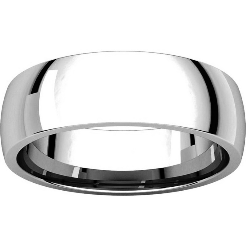 Item # X123821WE View 3 - 18K White Gold 6mm Plain Wedding Band His and Hers Comfort Fit