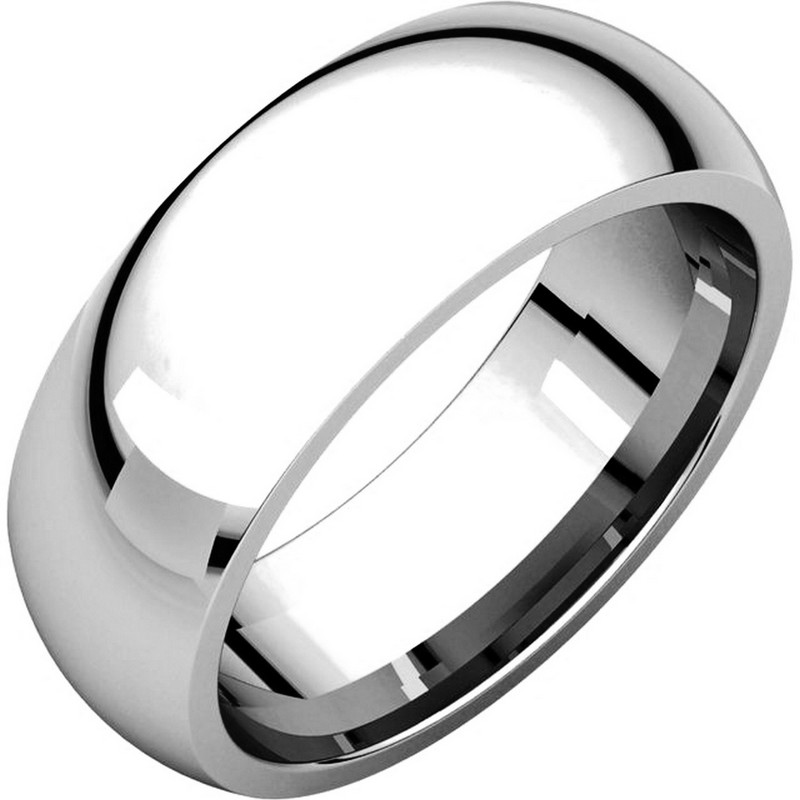 Heavy Solid 14K White Gold Band Dome Round Comfort Fit Men Women Wedding 