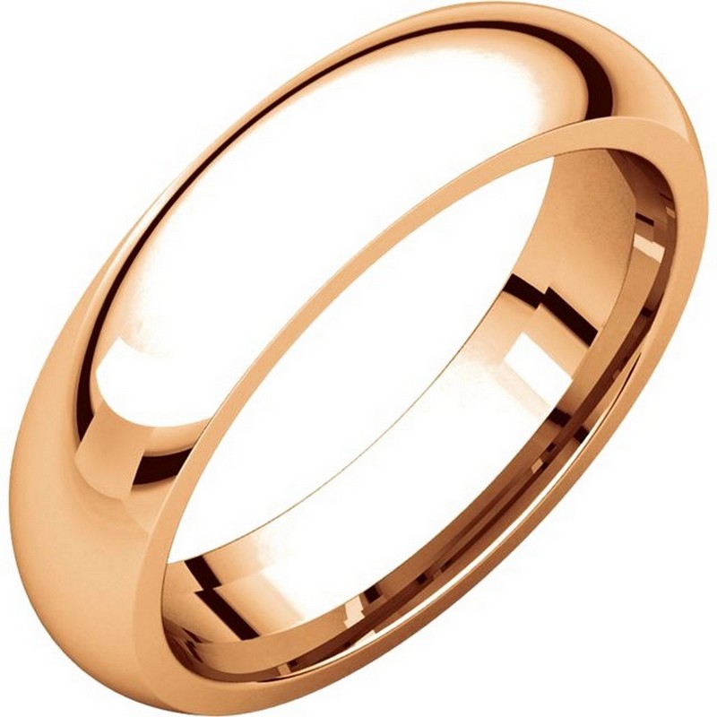 Item # XH123815R - 14K Rose gold, 5.0 mm wide,  heavy comfort fit, wedding band. The finish on the wedding ring is polished. Other finishes may be selected or specified.