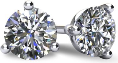 14K Gold 3-Prong Diamond Stud Earrings